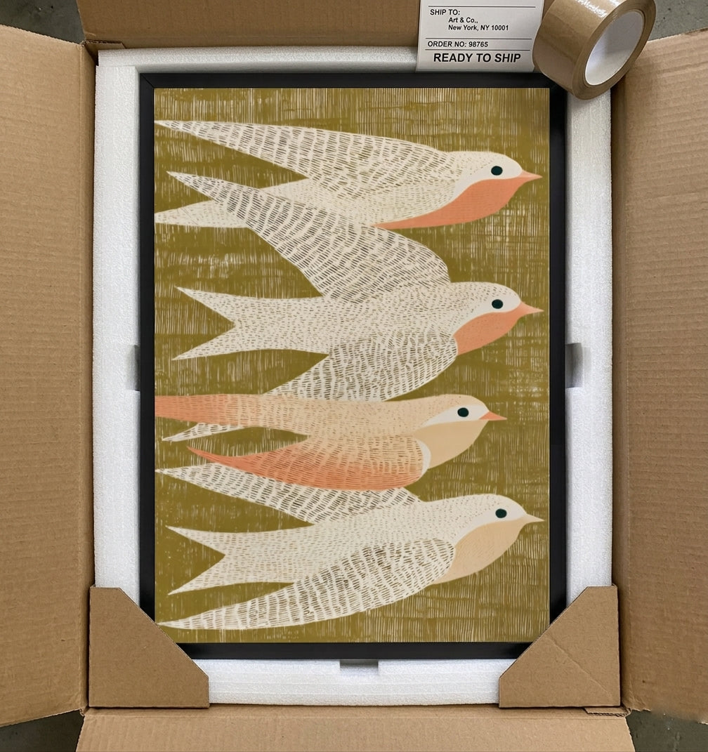 Contemporary bird wall art print by PrintHaus for modern interior space