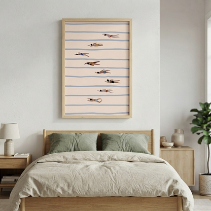 Minimalist Swimming Pool Art Print with Danish pastel swimming poster aesthetic.