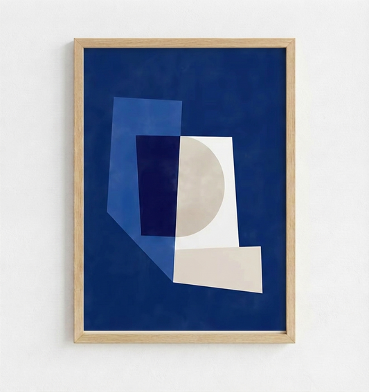 Blue abstract geometric wall art print