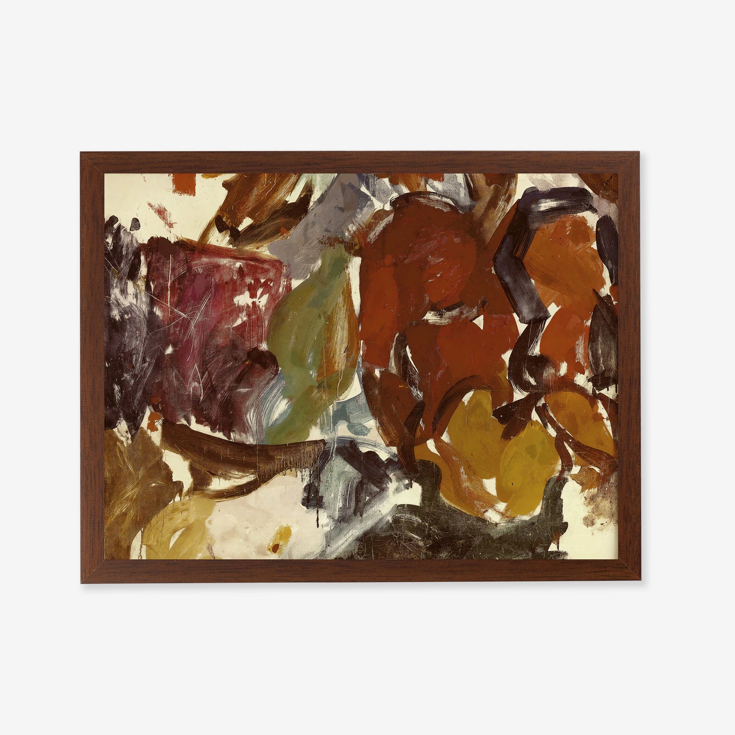 Boho rustic abstract painting print with deep earthy colors