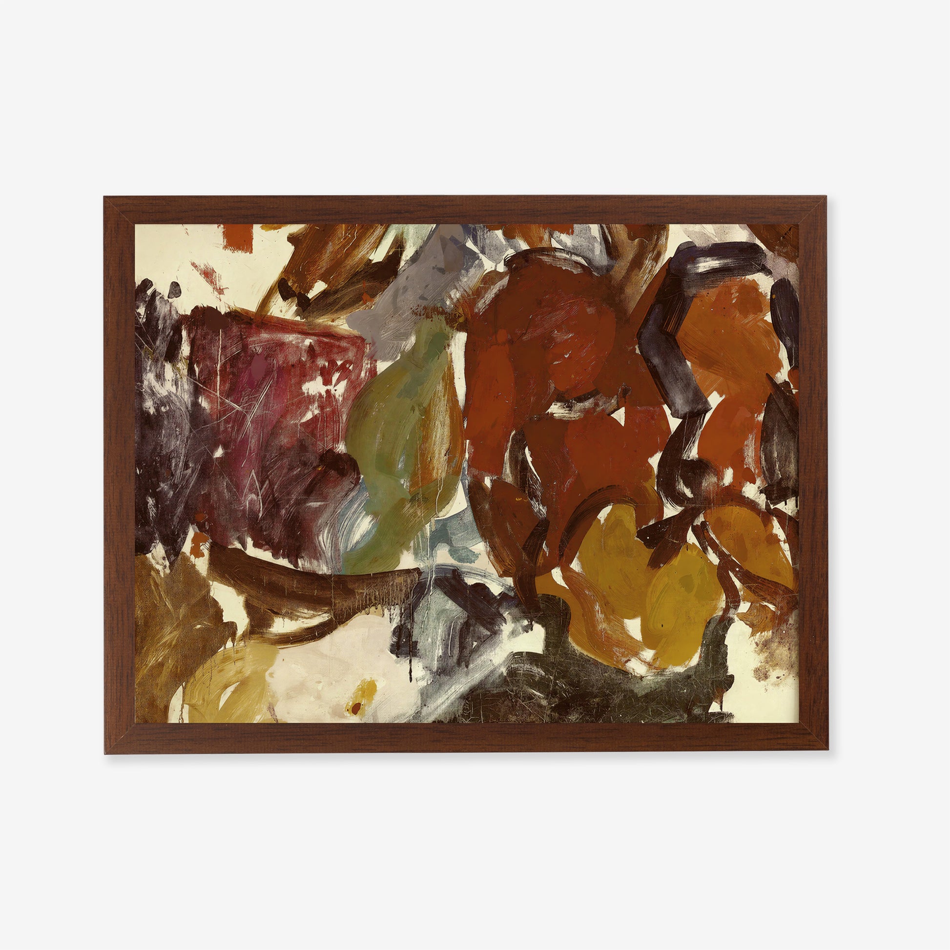 Boho rustic abstract painting print with deep earthy colors