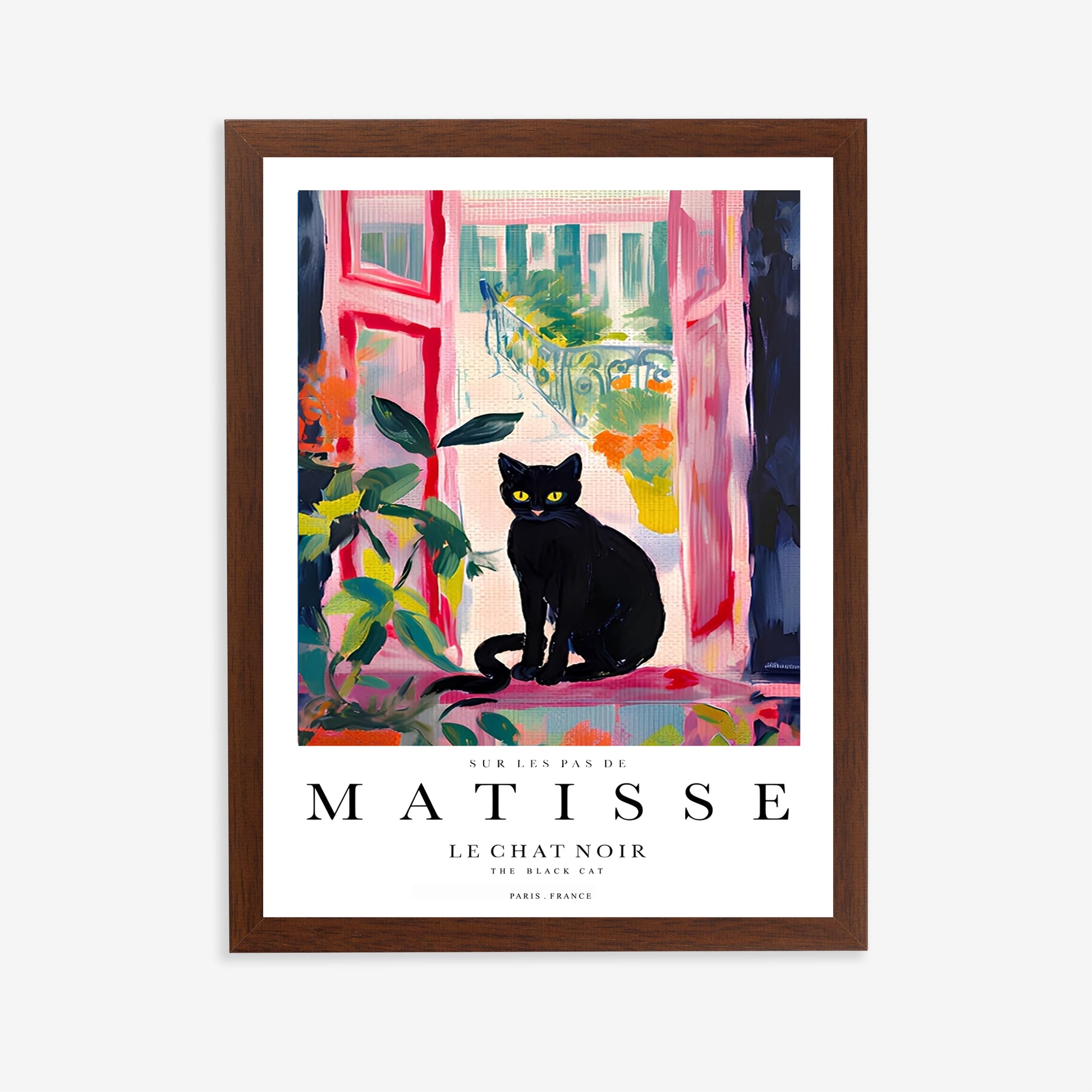 Modern boho wall decor with expressive cat painting