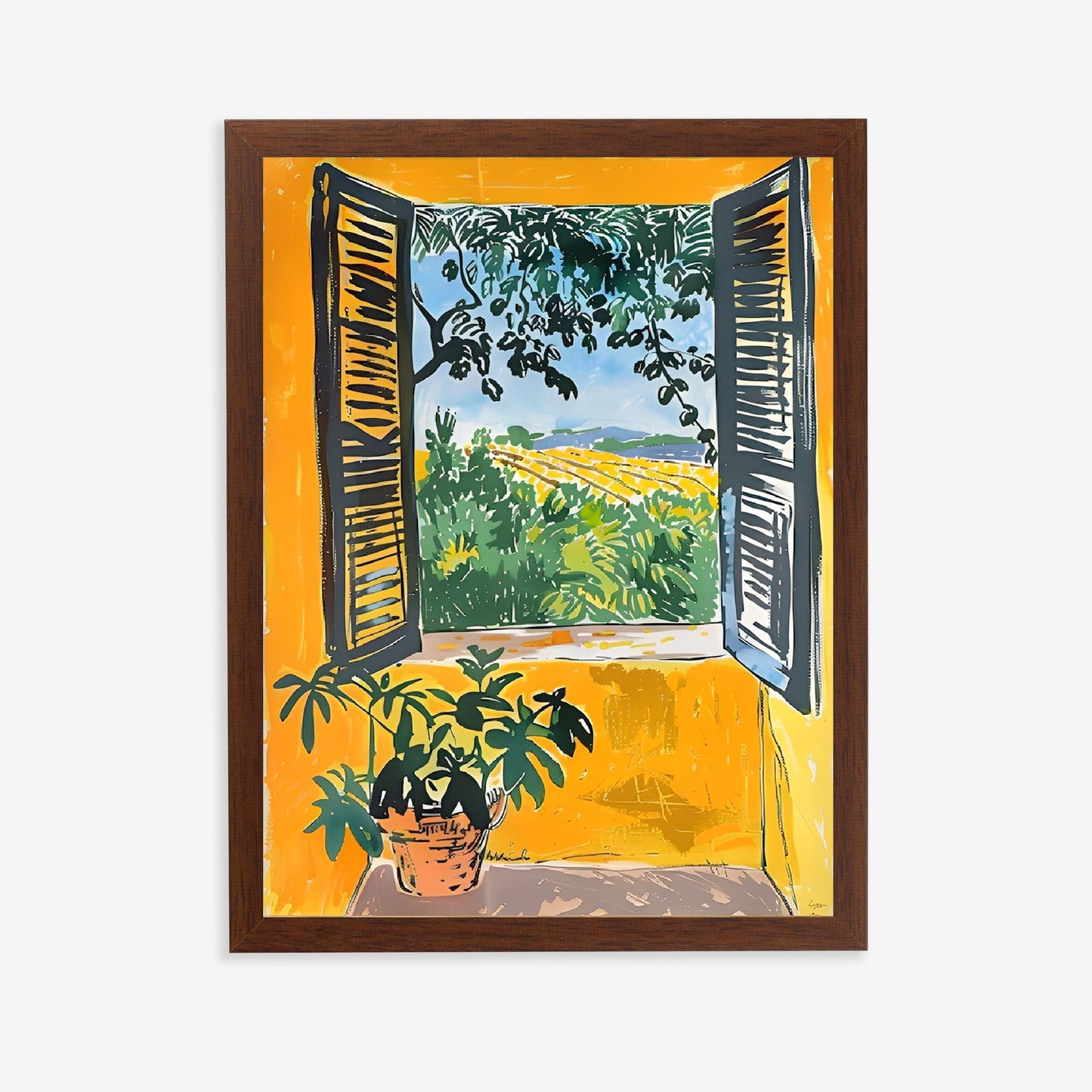 Art print of Matisse window view with plant and nature