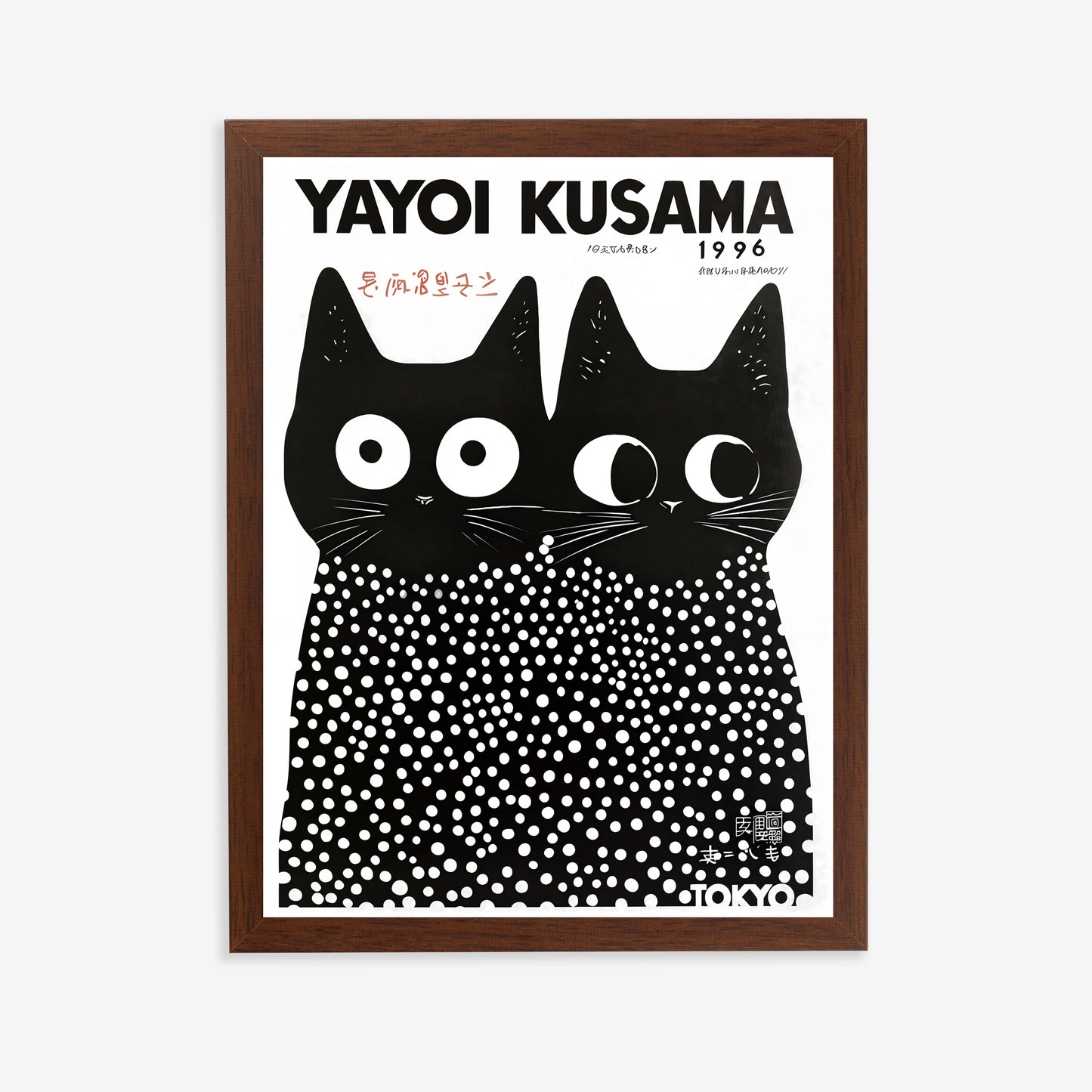 Polka dot cat poster in Yayoi Kusama style