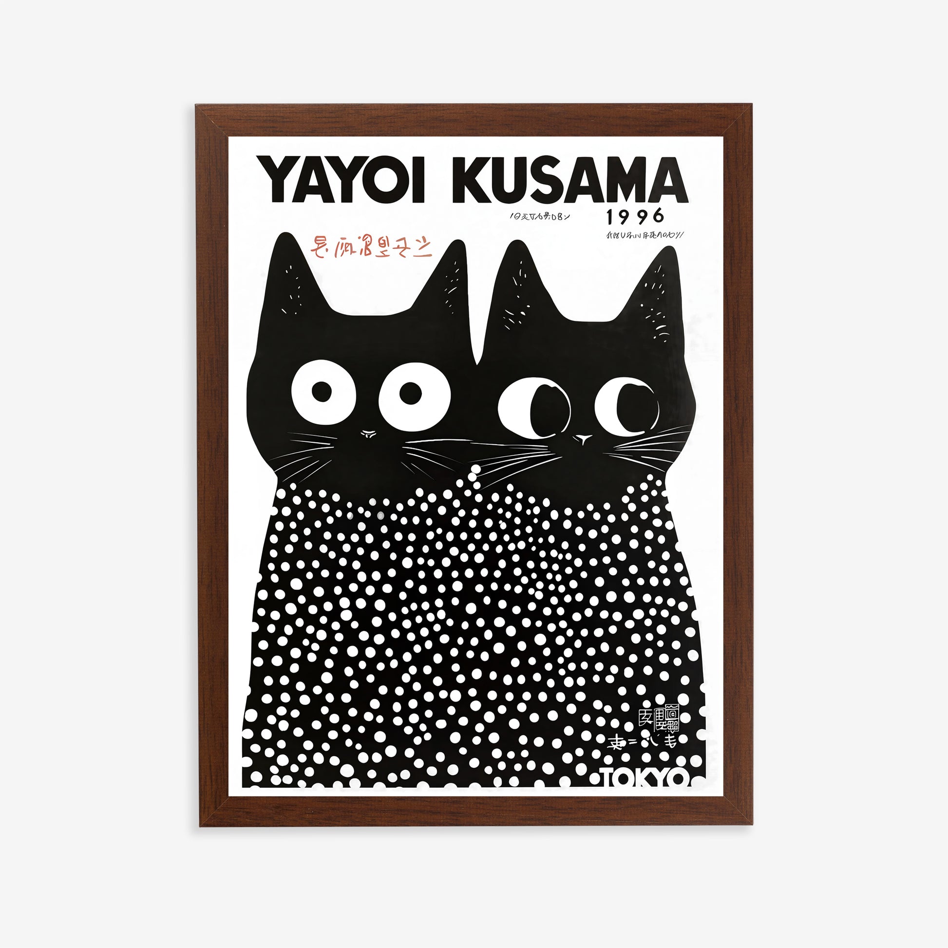 Polka dot cat poster in Yayoi Kusama style