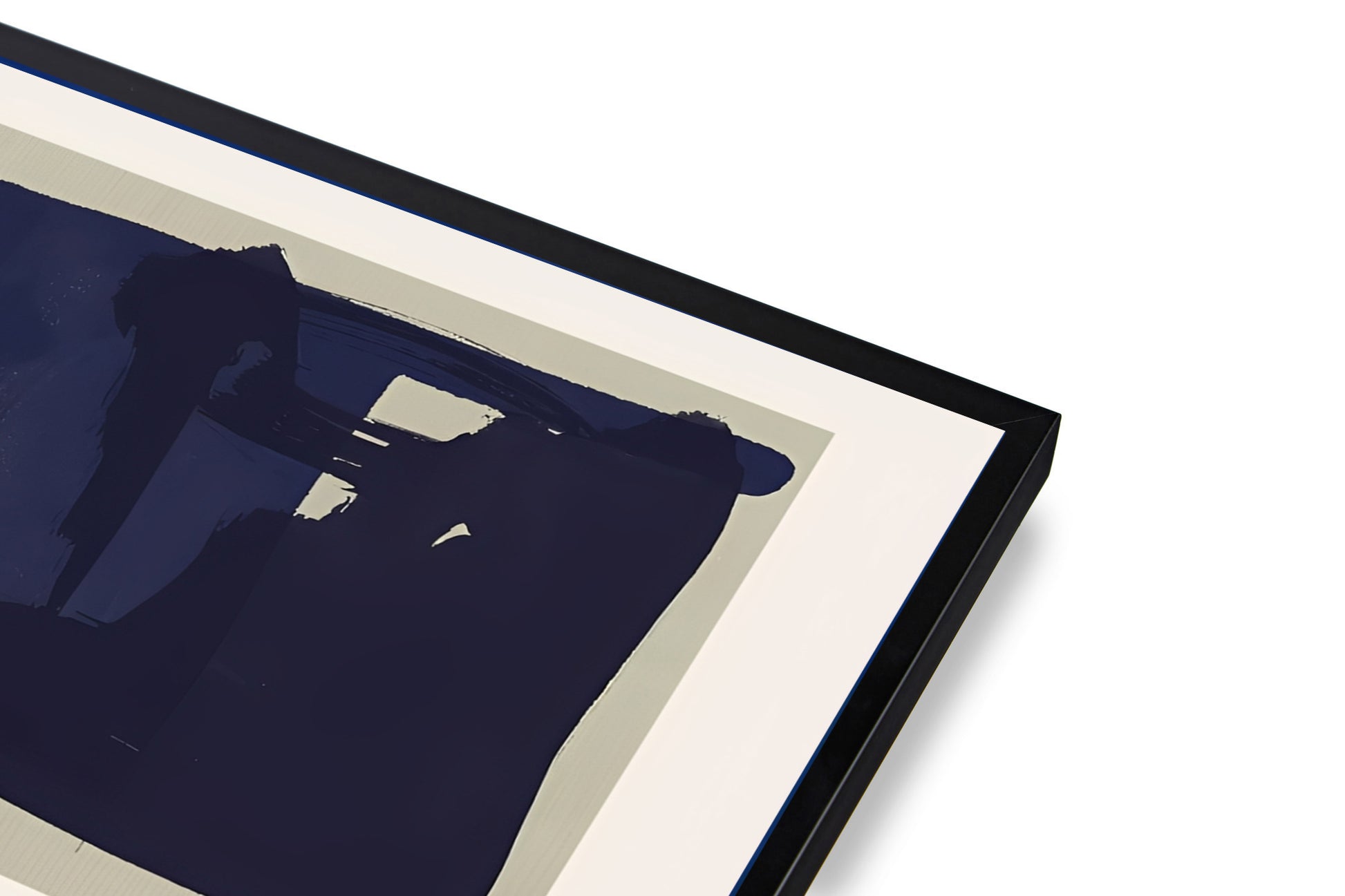 Framed artwork with a black border on a white background