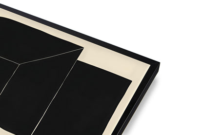 Black and beige geometric patterned tray on a white background