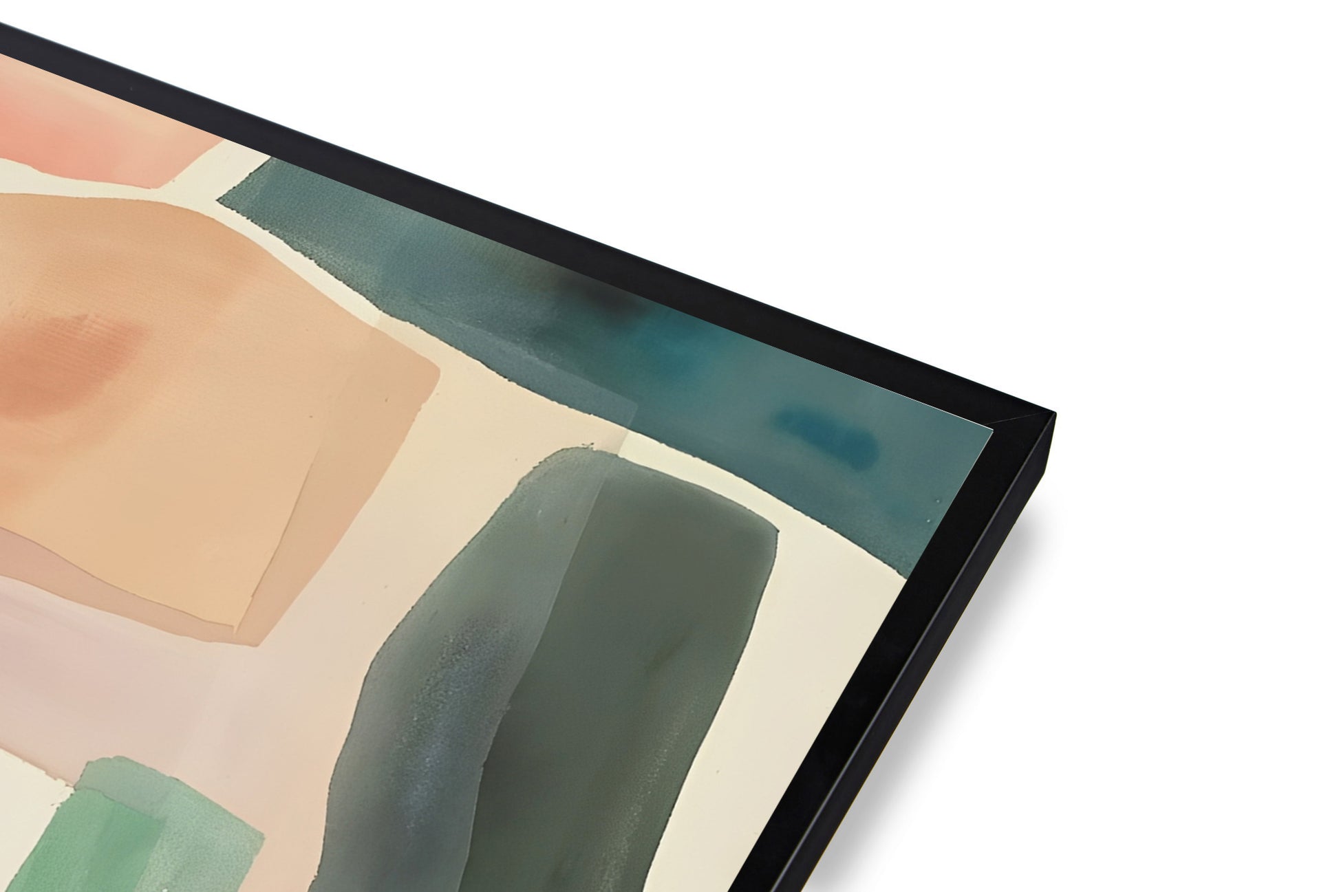 Abstract art piece with geometric shapes in earthy tones on a white background