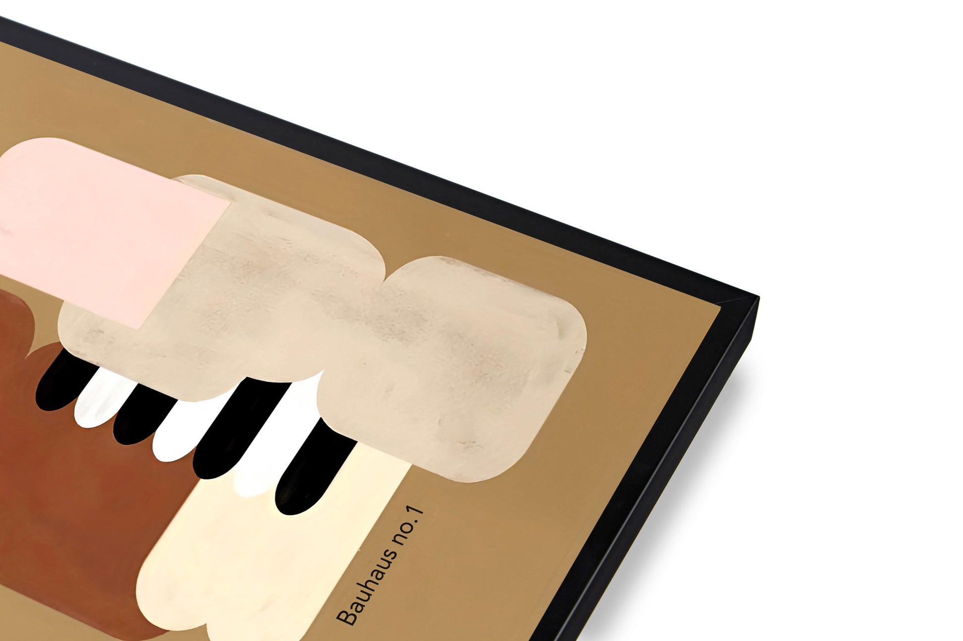 Framed artwork of a hand pressing keys on a piano with a minimalist design.