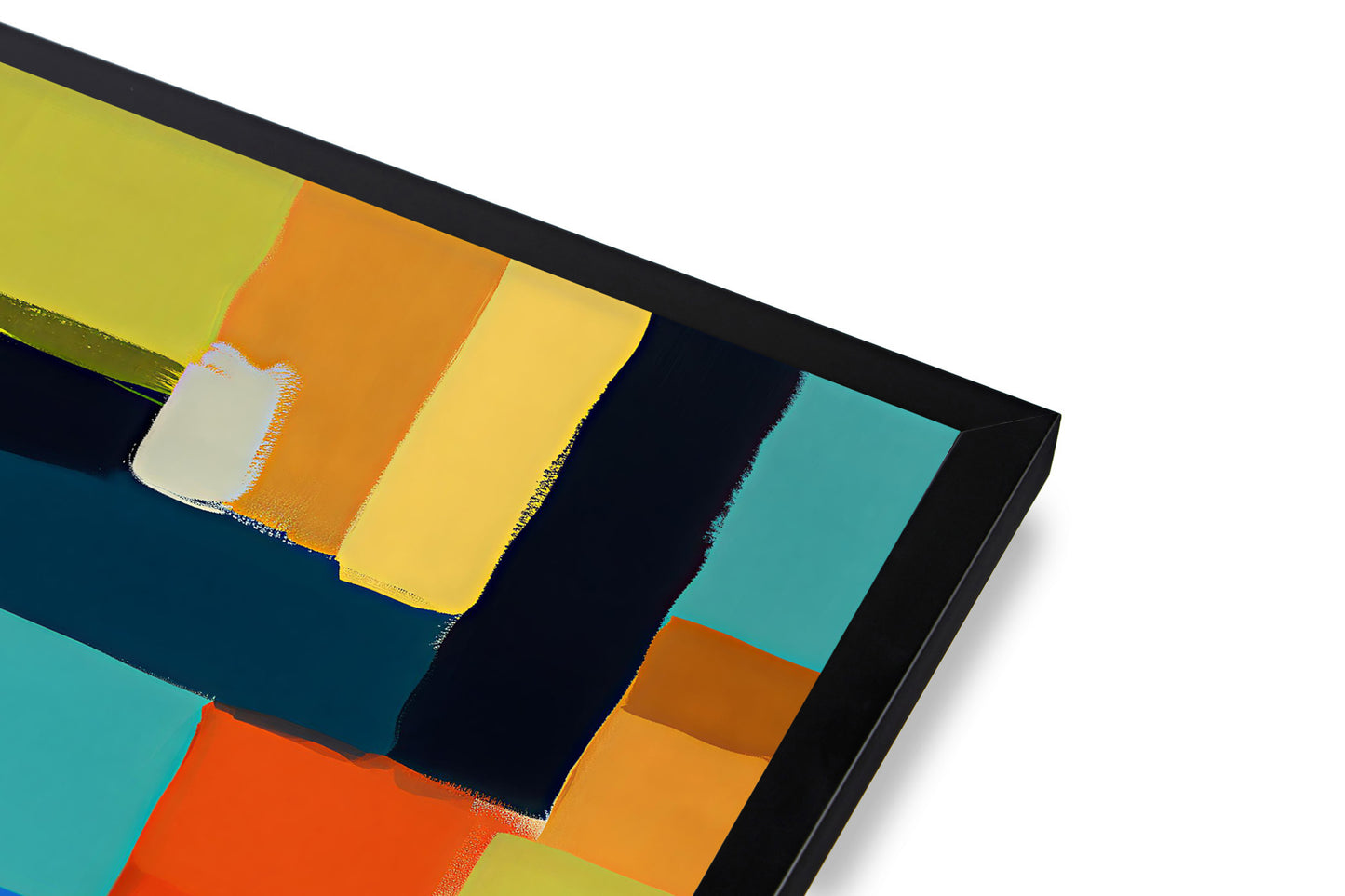 Abstract art piece with colorful geometric shapes on a white background