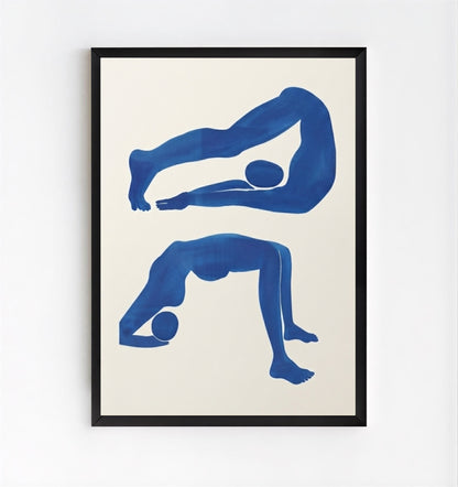 Contemporary Blue Abstract Figurative Wall Art Poster by PrintHaus