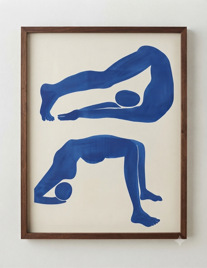 Contemporary Blue Abstract Figurative Wall Art for Bedroom by PrintHaus