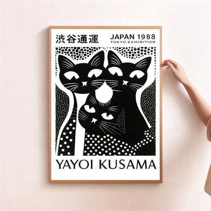 Minimalist Japanese cat poster for modern interiors