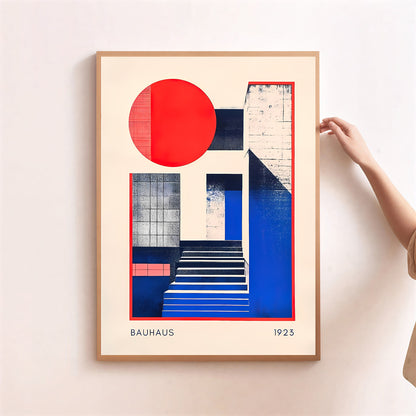 Framed Bauhaus art print with geometric design and '1923' on a light background