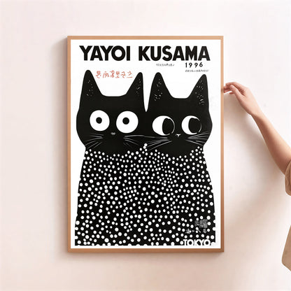 Abstract cat art print with Kusama influence