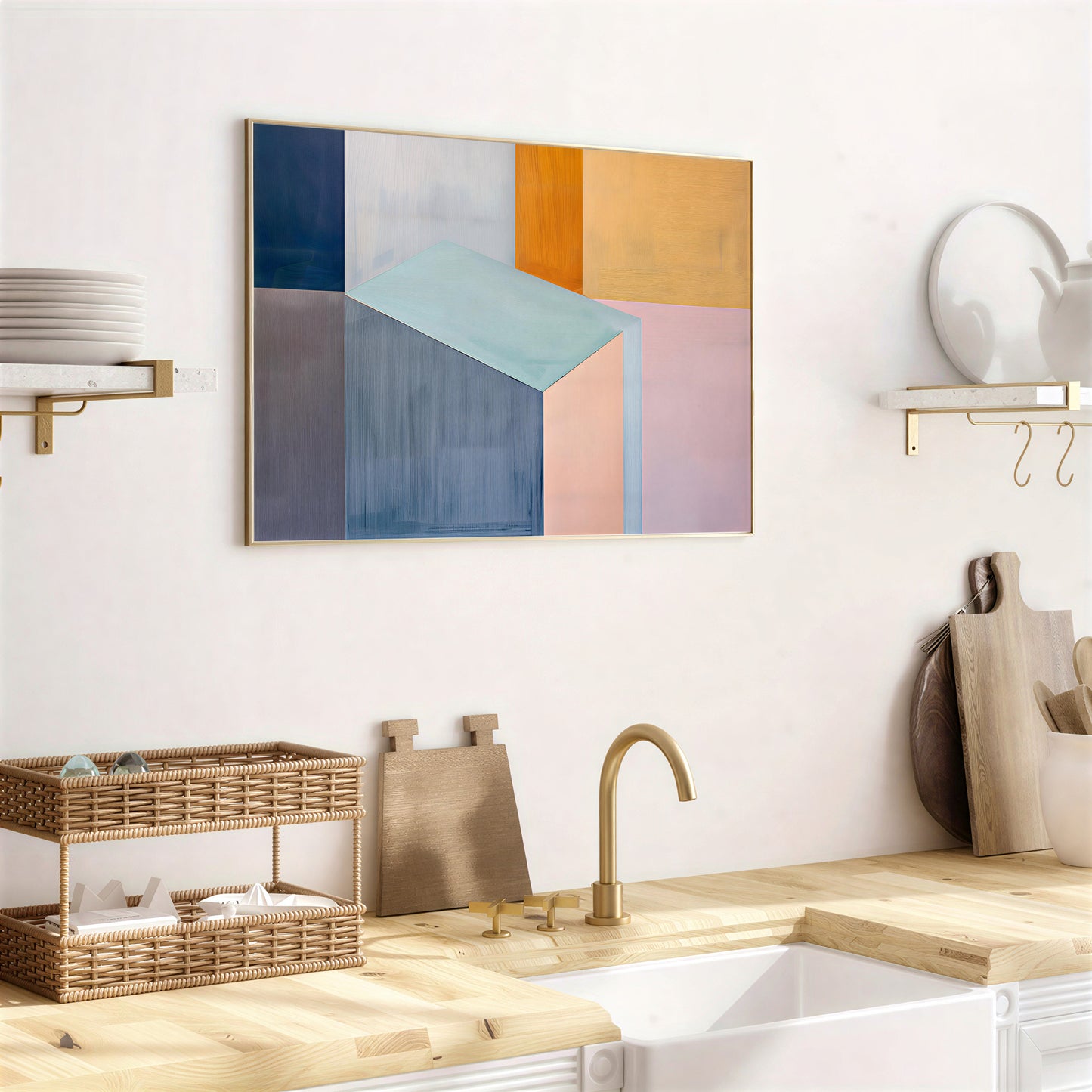 Modern geometric poster featuring color block abstract composition