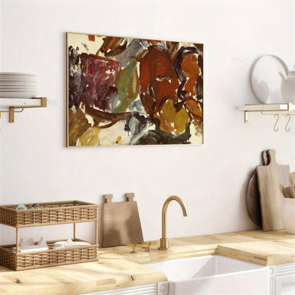 Textured brown and terracotta abstract painting print for home decor