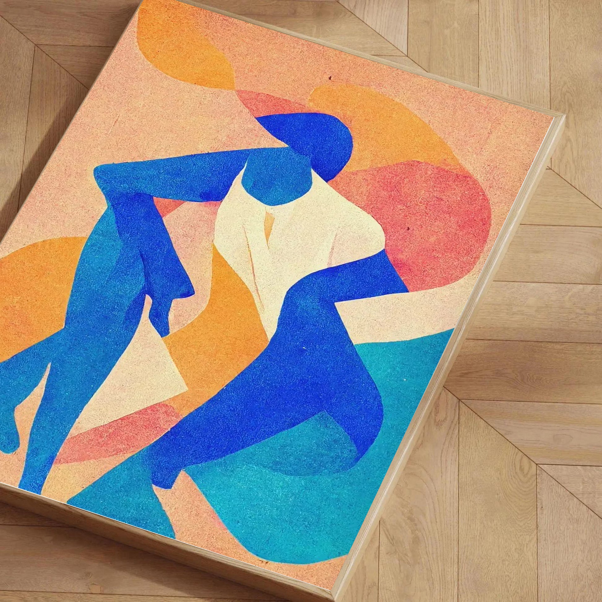 Modern Abstract Figurative Art Print framed