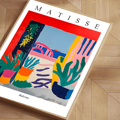 Framed Matisse artwork on a wooden floor