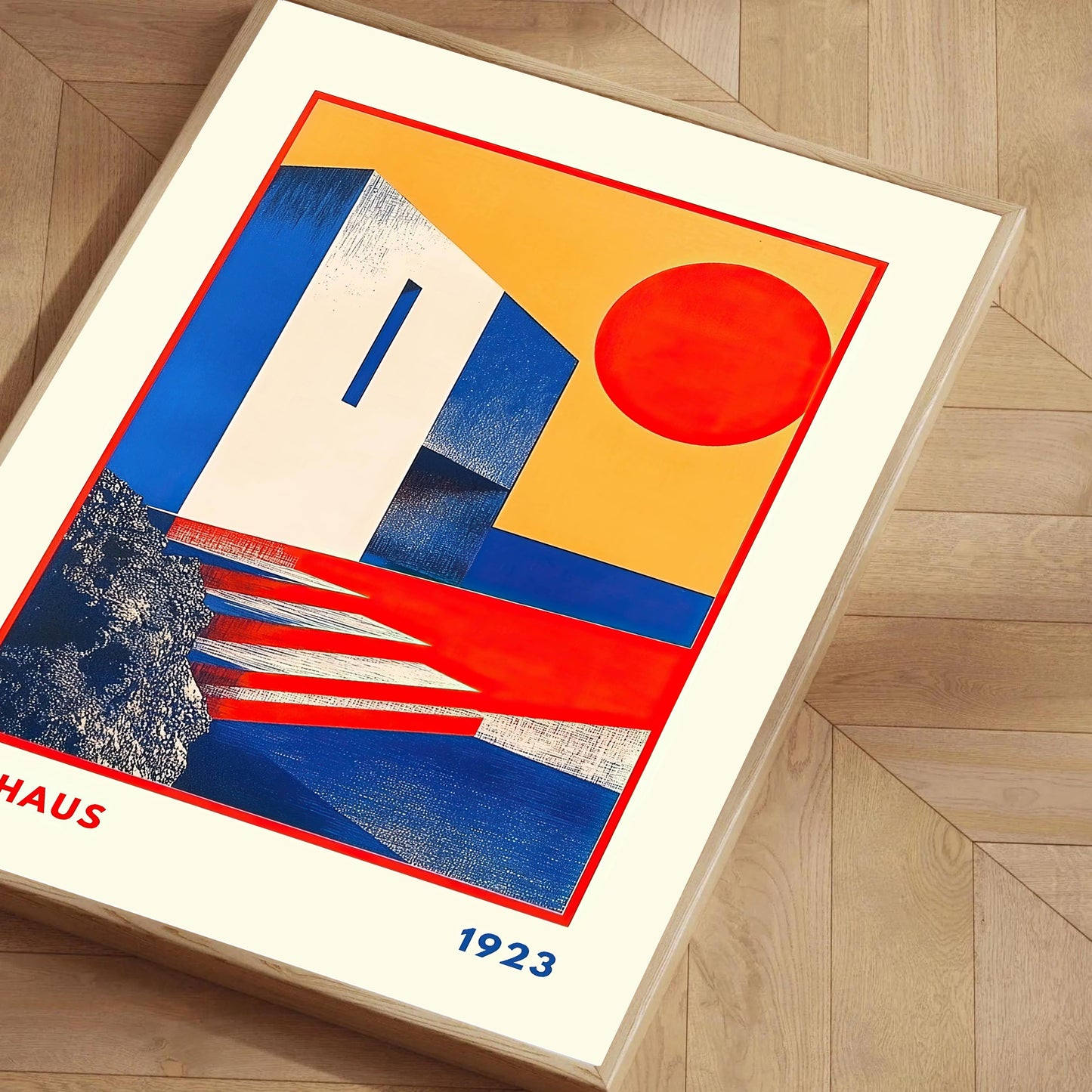 Eco-friendly printed Bauhaus design poster with fade-resistant inks