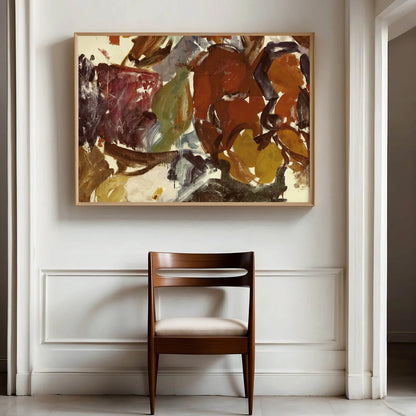 Contemporary earthy abstract artwork with organic brush patterns