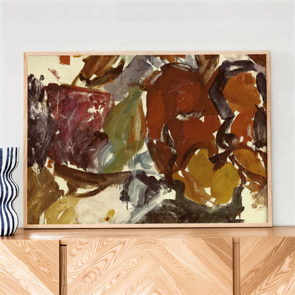 Brown and mustard yellow abstract print with modern texture