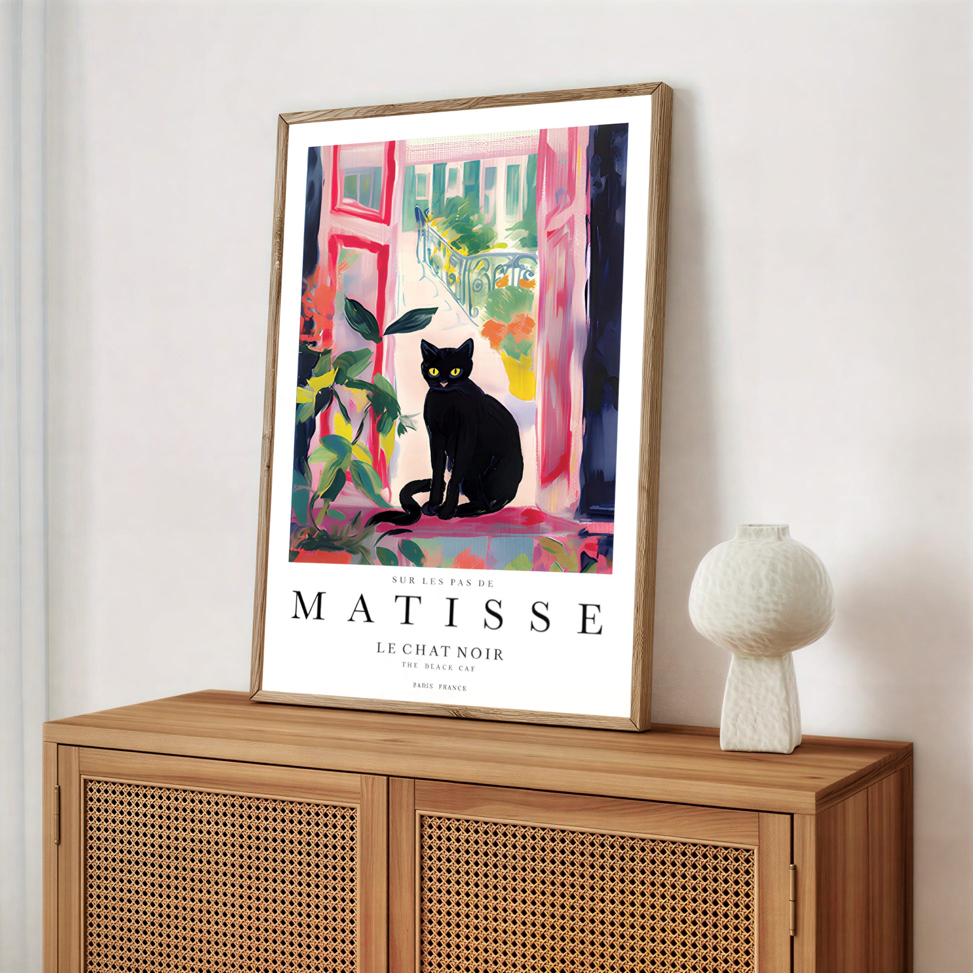 Bright colorful cat wall art for living room decor