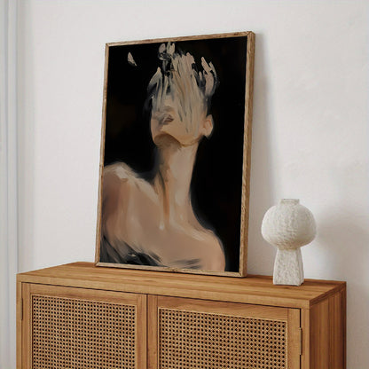 Black & Beige Faceless Art Print – Dramatic Contemporary Wall Art