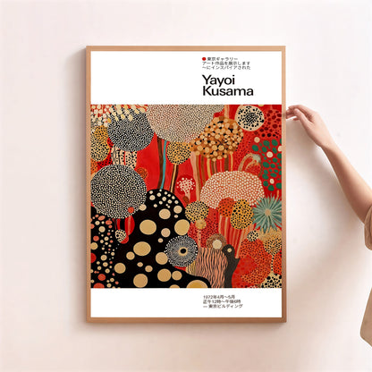 bold red abstract polka dot wall decor