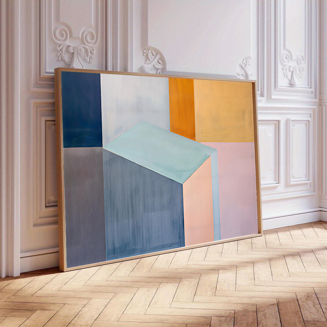 Pastel abstract shapes print in soft contemporary color palette