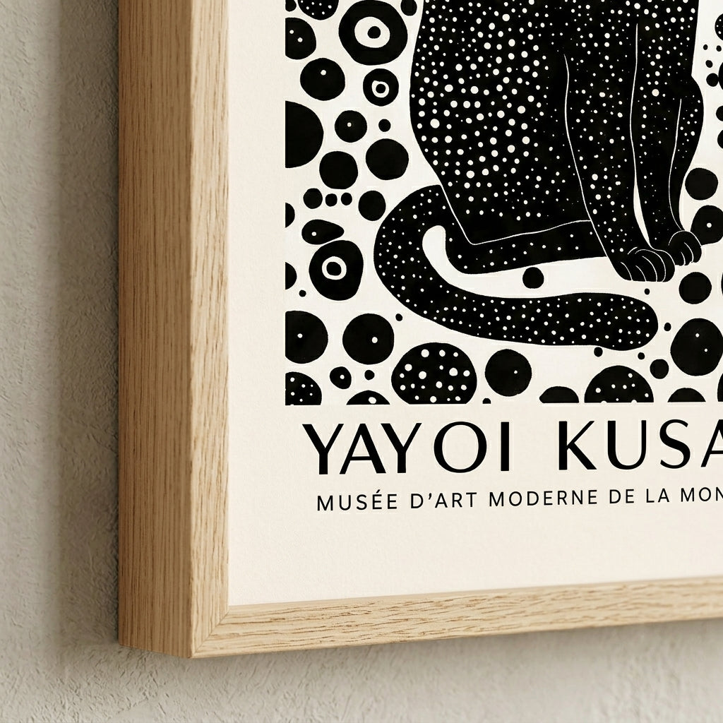 Minimalist Black Cat Art Print with abstract feline portrait gallery artwork by PrintHaus