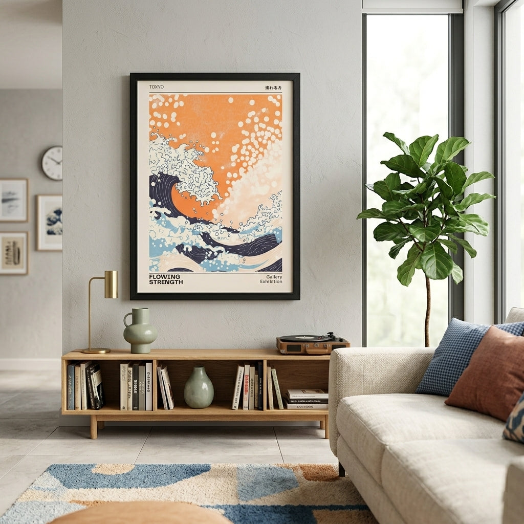 Tokyo Gallery Exhibition Wave Poster inspired by traditional ukiyo-e art