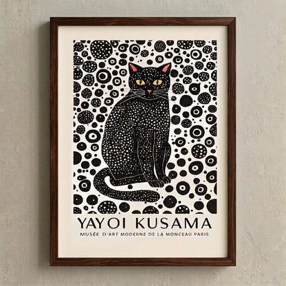 Framed Minimalist Black Cat Art Print and high-quality modern cat wall art by PrintHaus
