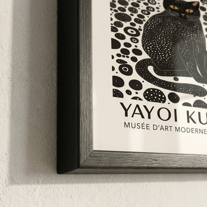 Framed Minimalist Black Cat Art Print featuring professional cat illustration for gallery wall by PrintHaus