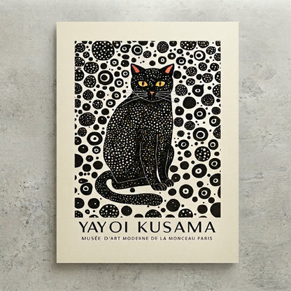Minimalist Black Cat Art Print featuring unique modern cat wall decor by PrintHaus