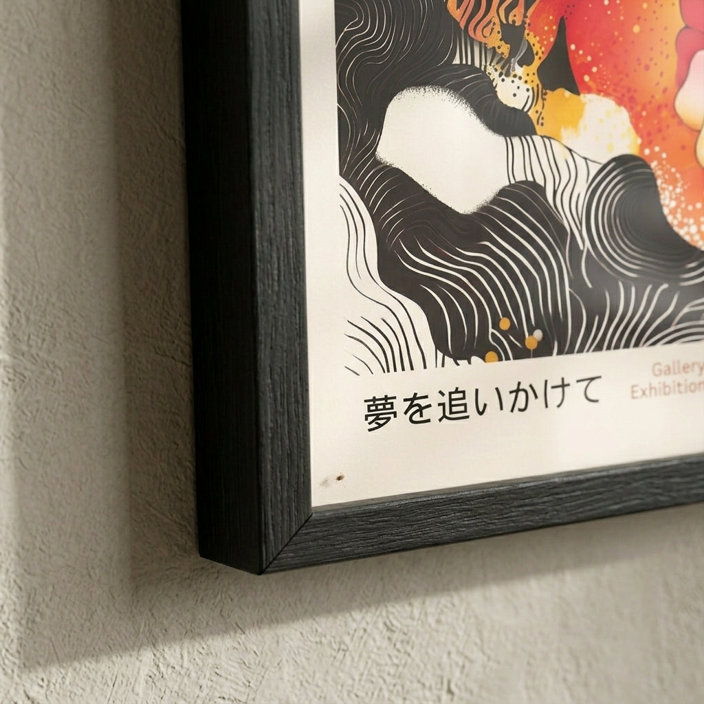 Maximalist floral Japanese Graphic Poppy Art Print for contemporary interiors by PrintHaus