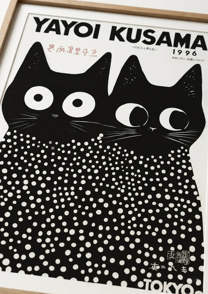 Polka Dot Art Wall Decor Yayoi Kusama Cat Print Poster PrintHaus framed wall art