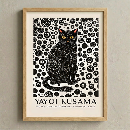 Framed Minimalist Black Cat Art Print featuring designer black cat minimalist artwork by PrintHaus