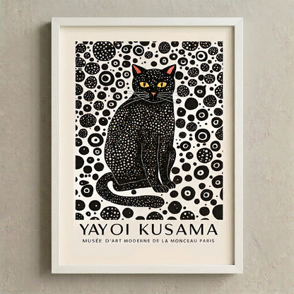 Framed Minimalist Black Cat Art Print with contemporary minimalist pet art decor by PrintHaus