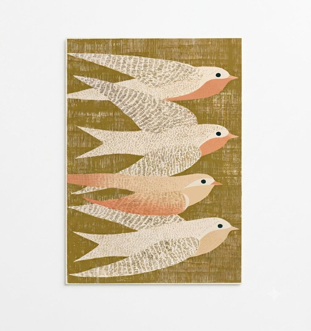 Elegant nature-inspired bird print by PrintHaus in Scandinavian style interior