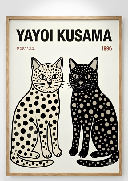 Framed Yayoi Kusama Cats Tokyo 1996 poster by PrintHaus free shipping wall decor