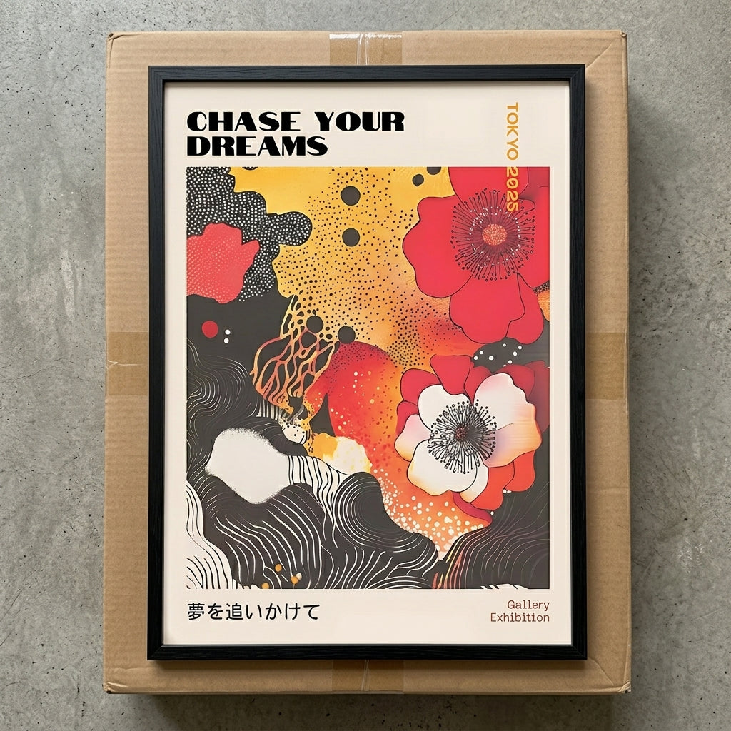 Japanese Graphic Poppy Art Print designed for elegant home décor and gallery walls by PrintHaus