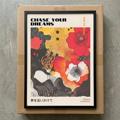 Japanese Graphic Poppy Art Print designed for elegant home décor and gallery walls by PrintHaus