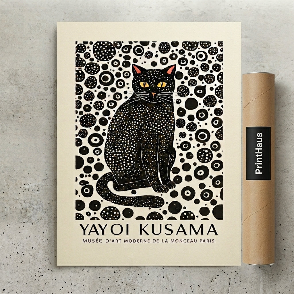 Minimalist Black Cat Art Print and minimalist pet artwork giclée by PrintHaus