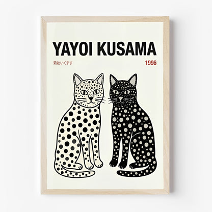 Modern abstract cat artwork Yayoi Kusama polka dot cat print PrintHaus stylish wall art