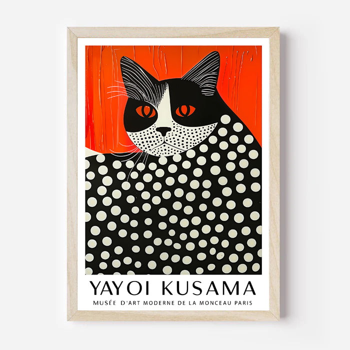 Yayoi Kusama cat art print with dots | museum-quality wall art poster for modern home and gallery decor