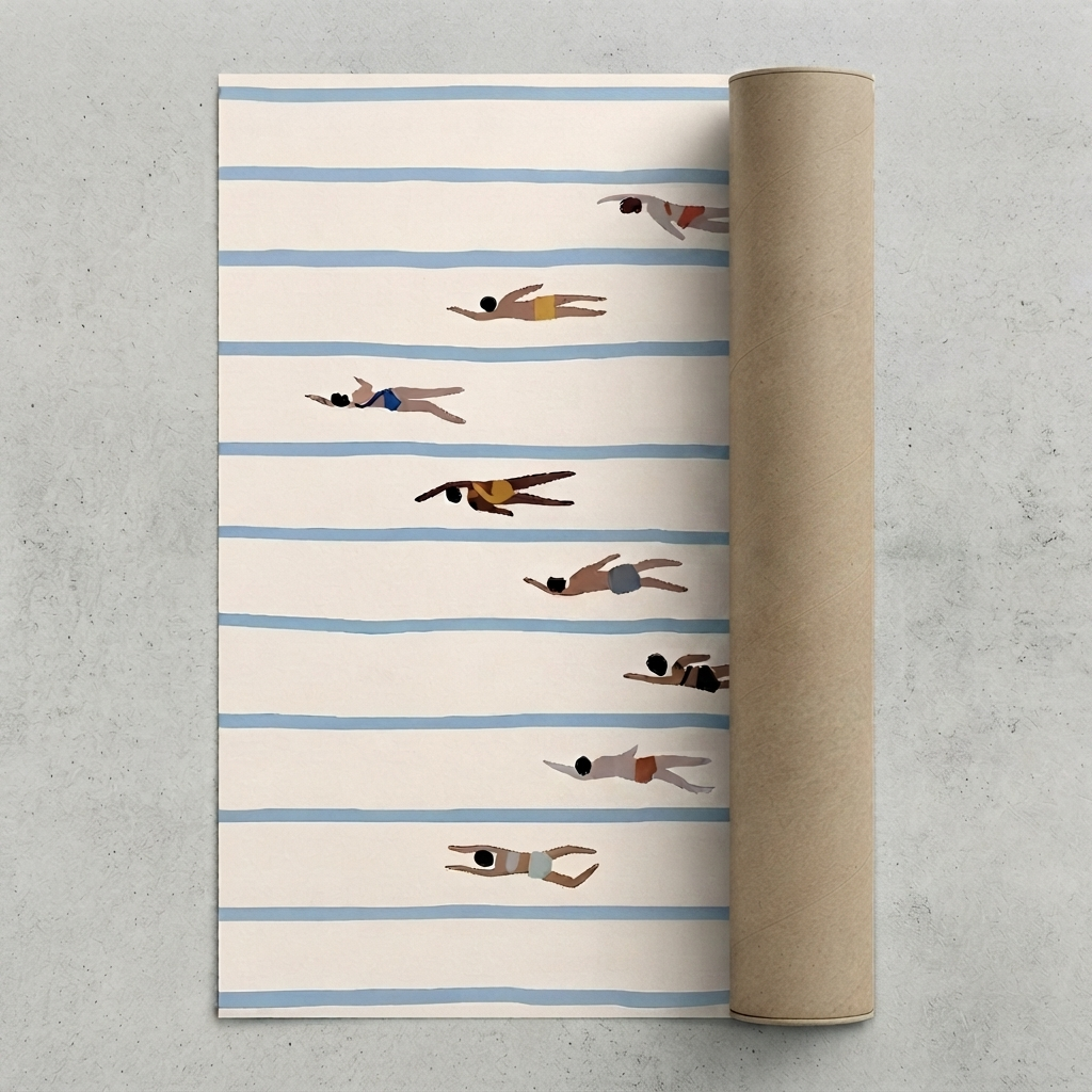 Minimalist Swimming Pool Art Print carefully rolled and shipped in a durable tube for safe delivery.