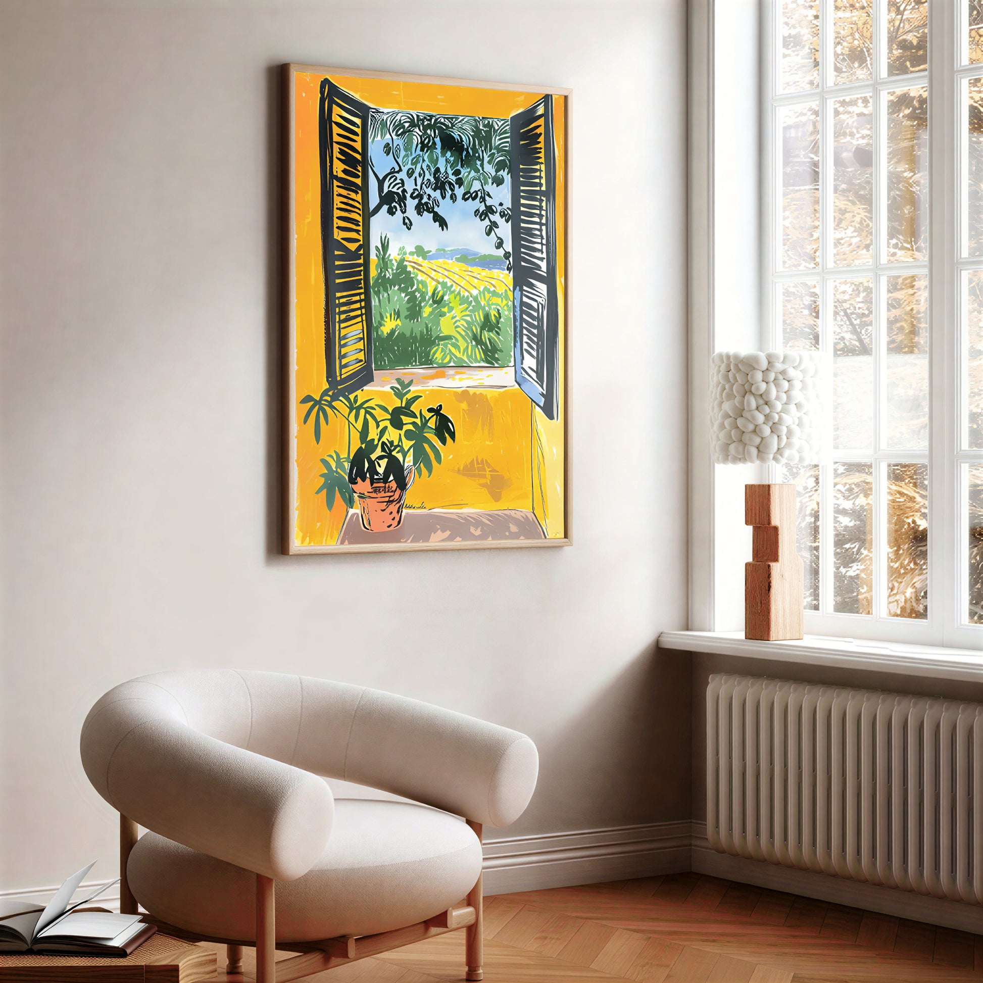 Matisse-inspired colorful window and landscape artwork