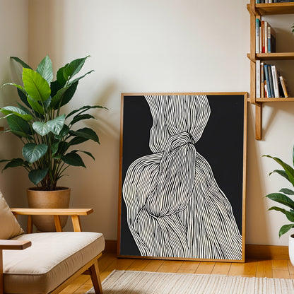 Abstract black and white wall art print