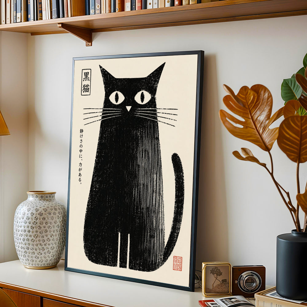 Japanese Black Cat Poster